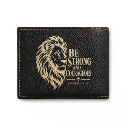 Be Strong and Courageous Lion Christian Wallet | Joshua 1:9 - Claimed by God Designs