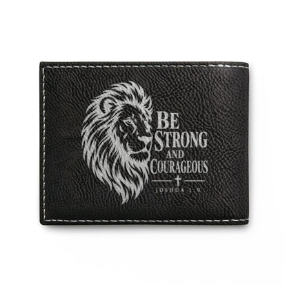 Be Strong and Courageous Lion Christian Wallet | Joshua 1:9 - Claimed by God Designs