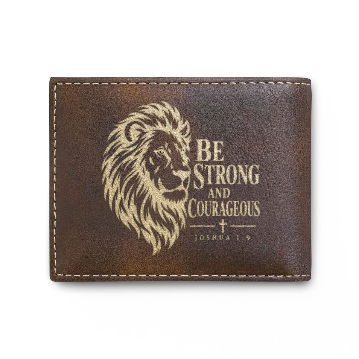 Be Strong and Courageous Lion Christian Wallet | Joshua 1:9 - Claimed by God Designs