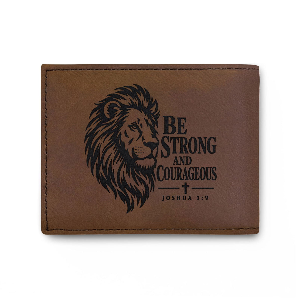Be Strong and Courageous Lion Christian Wallet | Joshua 1:9 - Claimed by God Designs
