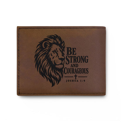 Be Strong and Courageous Lion Christian Wallet | Joshua 1:9 - Claimed by God Designs