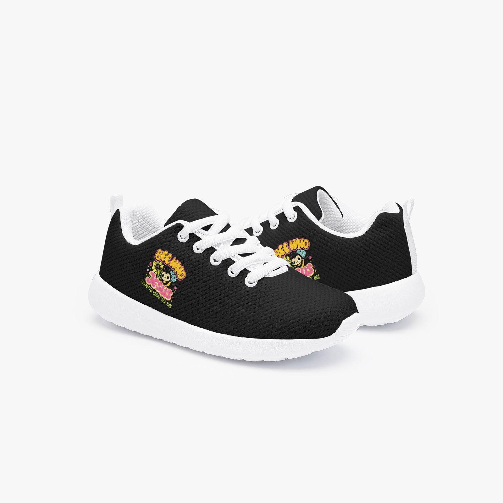 Be Who Jesus Wants You To Be Kid’s Christian Running Shoes - Lifestyle Mesh Design - ClaimedbyGodDesigns