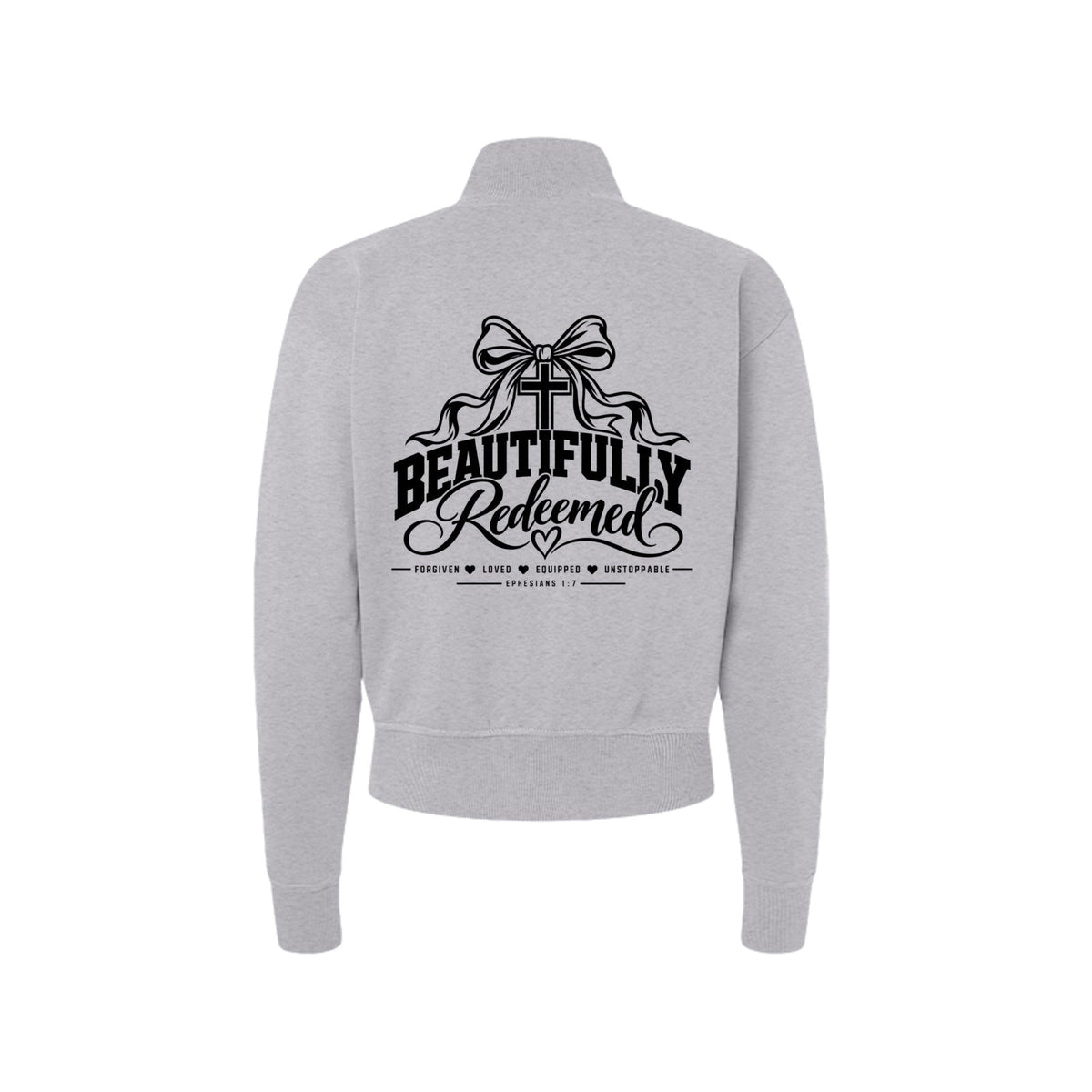 Beautifully Redeemed Women's Christian Zip Jacket | Ephesians 1:7 - Claimed by God Designs