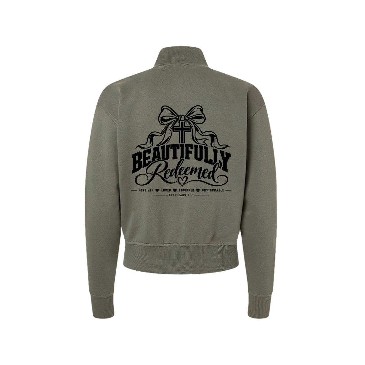 Beautifully Redeemed Women's Christian Zip Jacket | Ephesians 1:7 - Claimed by God Designs