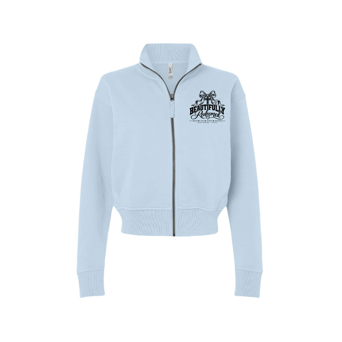 Beautifully Redeemed Women's Christian Zip Jacket | Ephesians 1:7 - Claimed by God Designs
