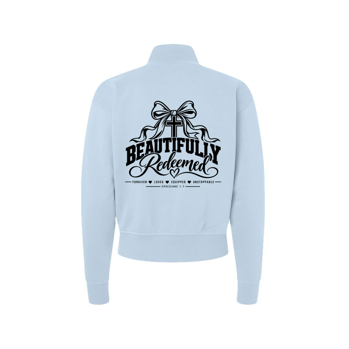 Beautifully Redeemed Women's Christian Zip Jacket | Ephesians 1:7 - Claimed by God Designs
