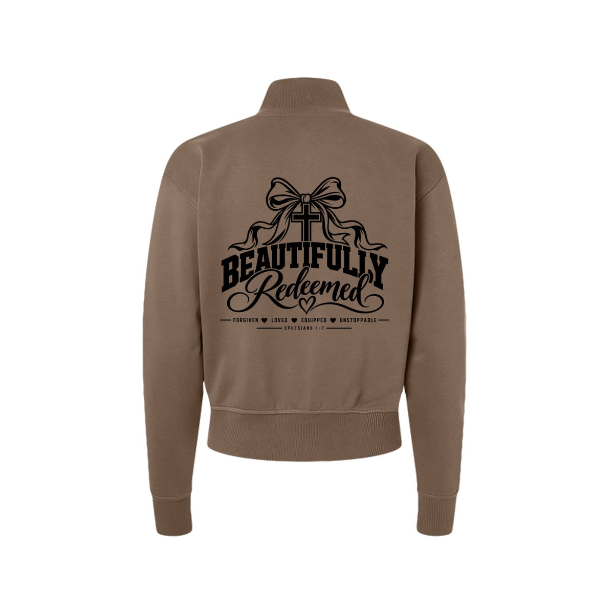 Beautifully Redeemed Women's Christian Zip Jacket | Ephesians 1:7 - Claimed by God Designs