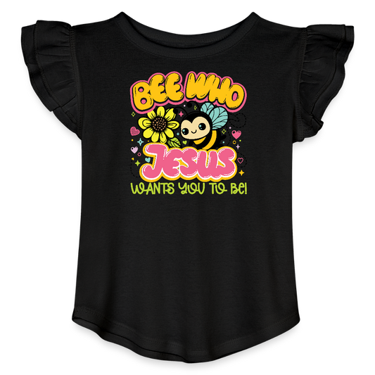 Bee You Christian Toddler Girls Flutter T-shirt - ClaimedbyGodDesigns