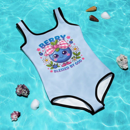 Berry Blessed Christian Kids Swimsuit - ClaimedbyGodDesigns