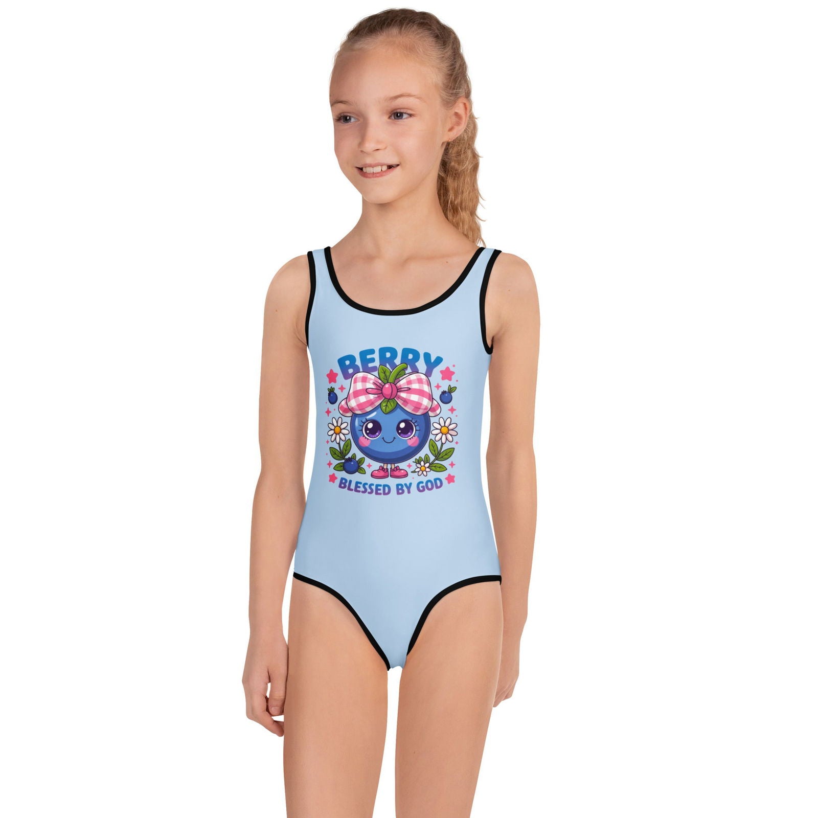Berry Blessed Christian Kids Swimsuit - ClaimedbyGodDesigns