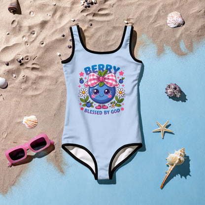 Berry Blessed Christian Kids Swimsuit - ClaimedbyGodDesigns