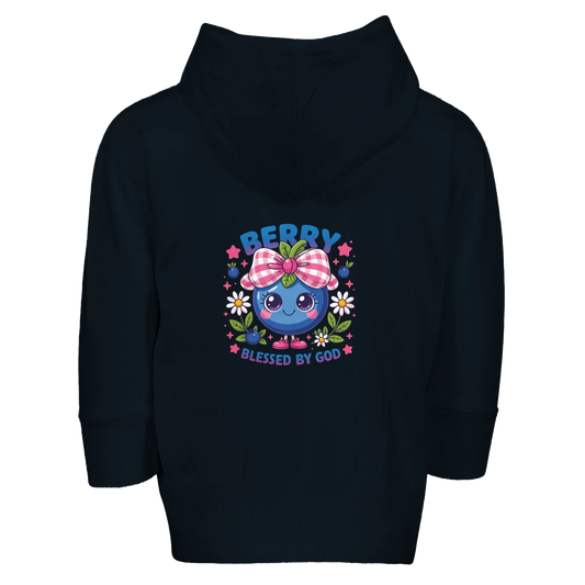 Berry Blessed Christian Toddler Zip Fleece Hooded Sweatshirt - ClaimedbyGodDesigns