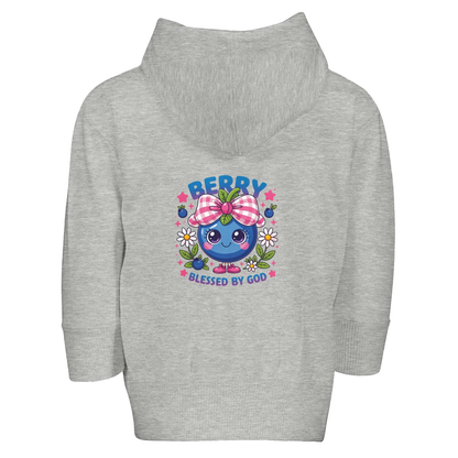 Berry Blessed Christian Toddler Zip Fleece Hooded Sweatshirt - ClaimedbyGodDesigns