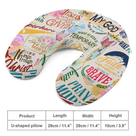 Bible Verse Christian Neck Pillow for Restful Journeys - ClaimedbyGodDesigns