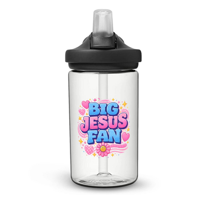 Big Jesus Fan Christian Kids Water Bottle - ClaimedbyGodDesigns