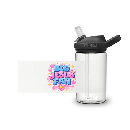 Big Jesus Fan Christian Kids Water Bottle - ClaimedbyGodDesigns