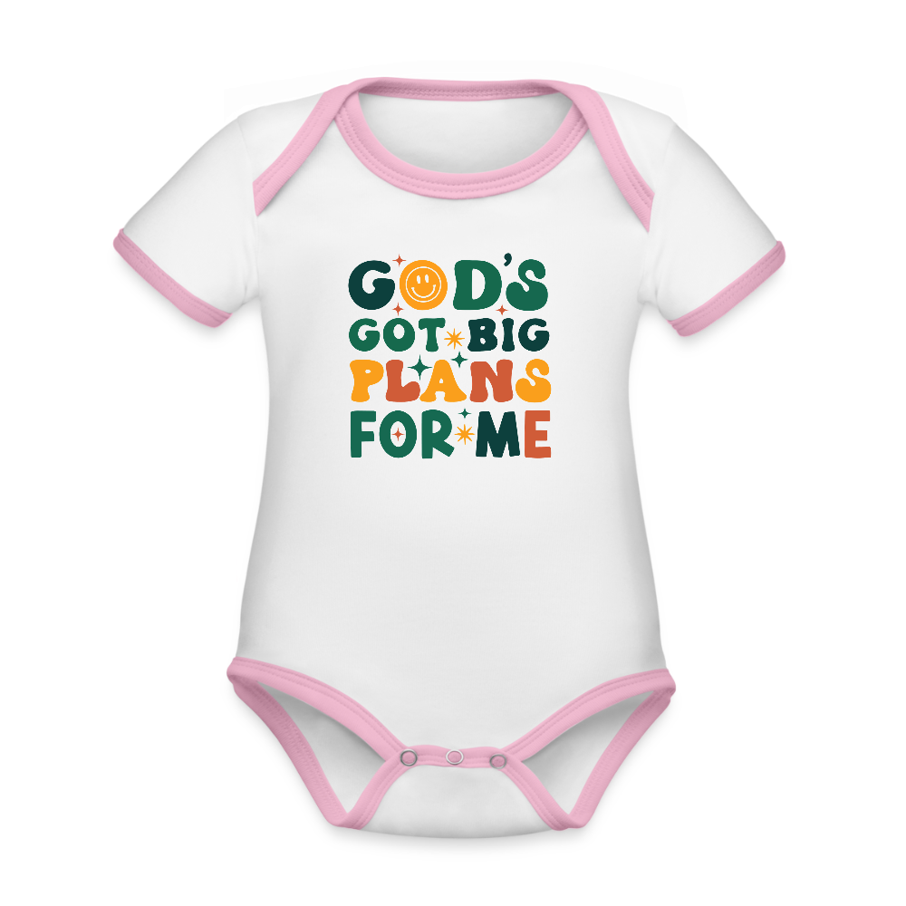 Big Plans For Me Christian Organic Contrast Short Sleeve Baby Onesie - ClaimedbyGodDesigns