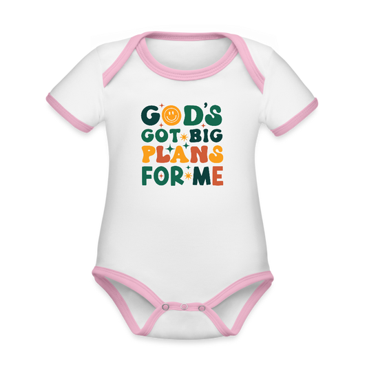 Big Plans For Me Christian Organic Contrast Short Sleeve Baby Onesie - ClaimedbyGodDesigns