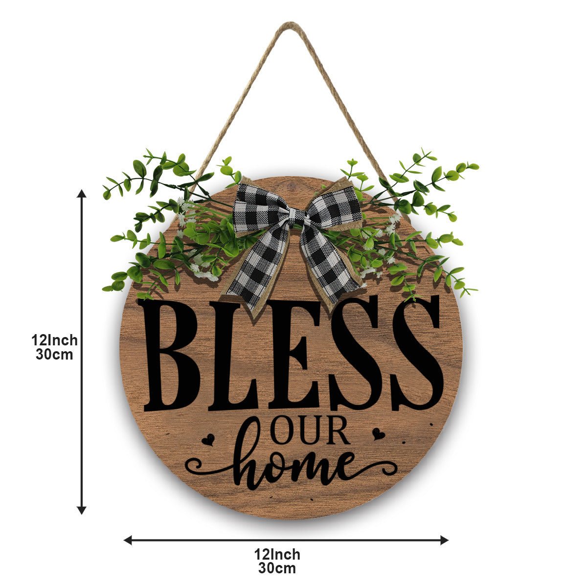 Bless our home  Christian Wooden Hanging Sign - ClaimedbyGodDesigns