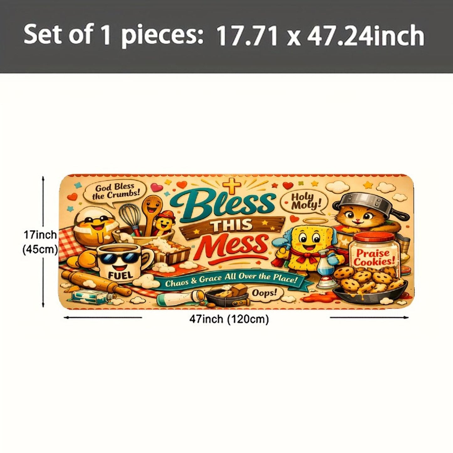 Bless this Mess Fun Christian Kitchen Mat - ClaimedbyGodDesigns