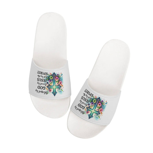 Blessed By God Loved By Jesus Led By The Spirit Kids Christian Slide Sandals - ClaimedbyGodDesigns