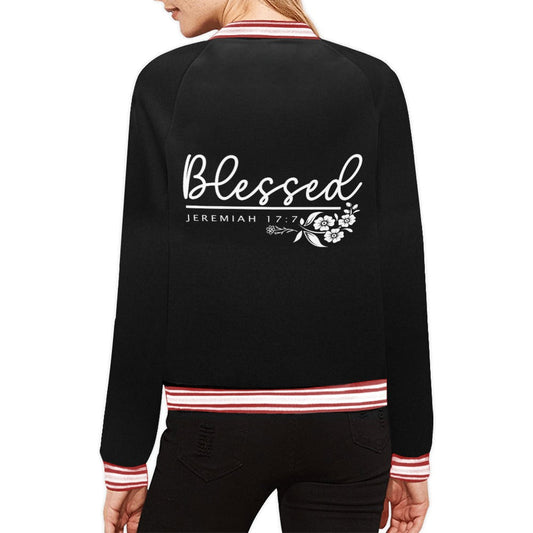 Blessed Christian Bomber Jacket for Women - ClaimedbyGodDesigns