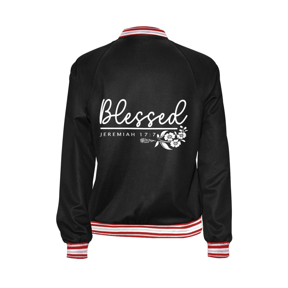 Blessed Christian Bomber Jacket for Women - ClaimedbyGodDesigns