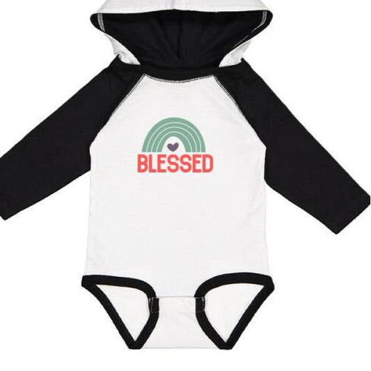 Blessed Fine Jersey Infant Character Hooded Long Sleeve Christian Baby Onesie with Ears - ClaimedbyGodDesigns