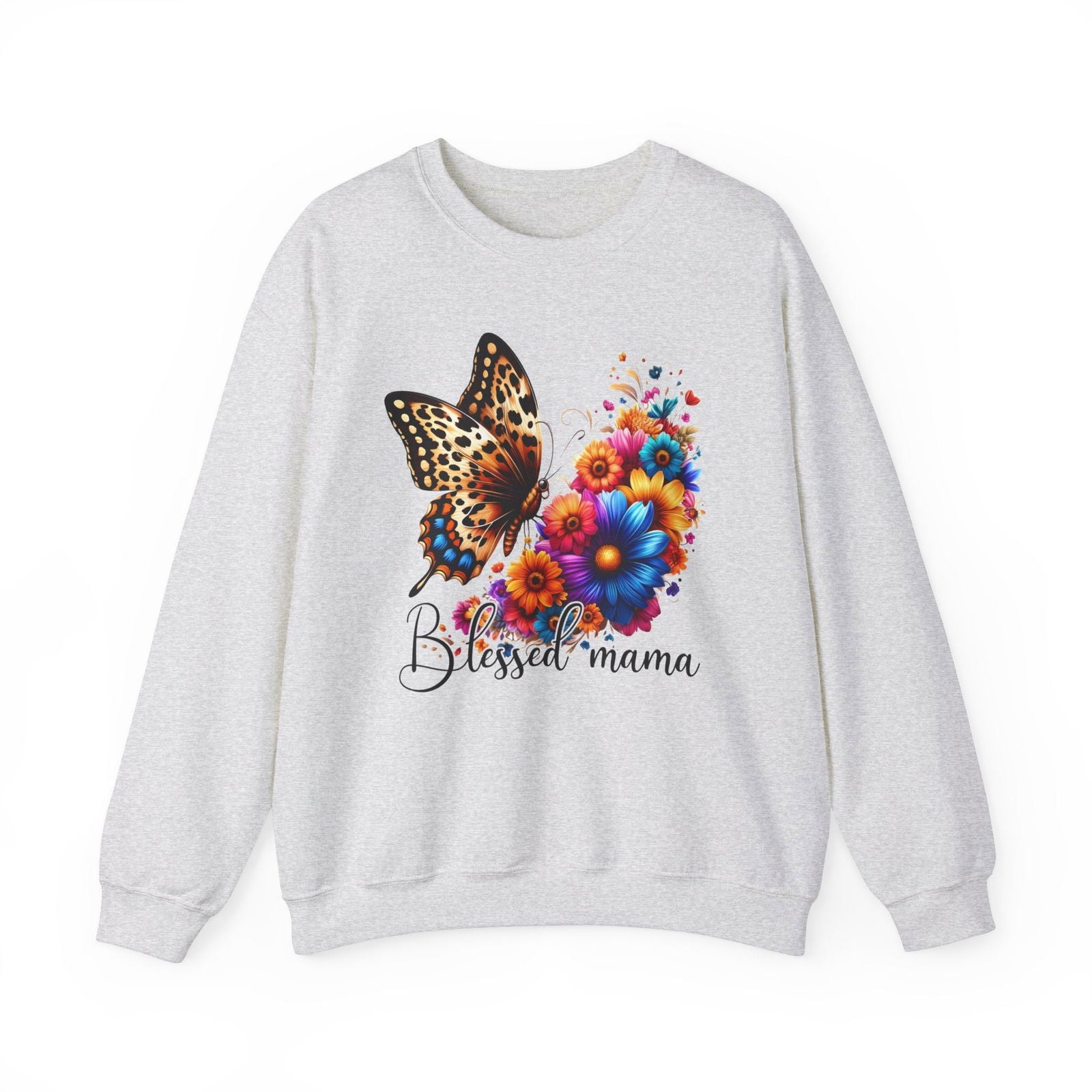 Blessed Mama  Women's Heavy Blend™ Crewneck Christian Sweatshirt - ClaimedbyGodDesigns