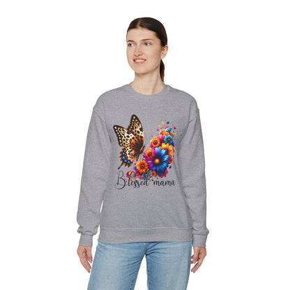 Blessed Mama  Women's Heavy Blend™ Crewneck Christian Sweatshirt - ClaimedbyGodDesigns