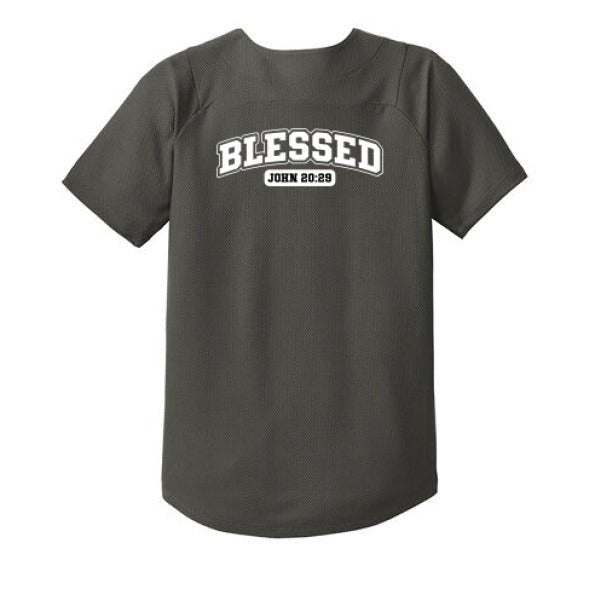 Blessed Youth Christian Full-Button Jersey - ClaimedbyGodDesigns