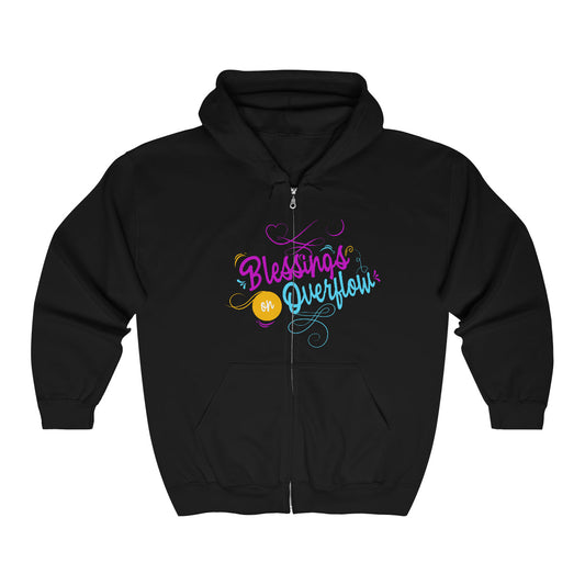 Blessings On Overflow Unisex Heavy Blend Full Zip Hooded Sweatshirt - ClaimedbyGodDesigns