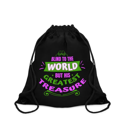 Blind To The World But His Greatest Treasure Drawstring Bag - ClaimedbyGodDesigns