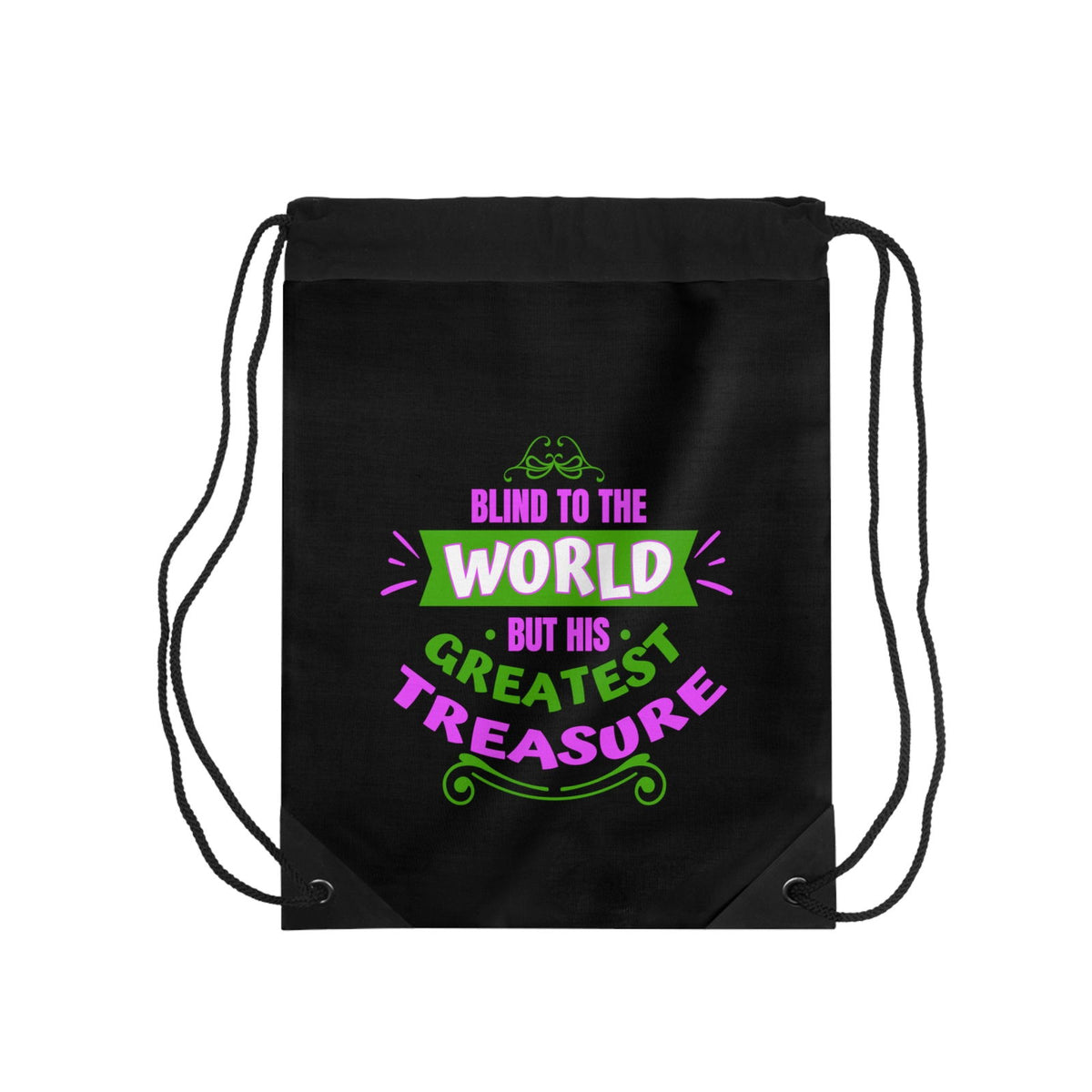 Blind To The World But His Greatest Treasure Drawstring Bag - ClaimedbyGodDesigns
