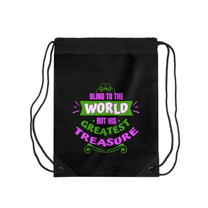 Blind To The World But His Greatest Treasure Drawstring Bag - ClaimedbyGodDesigns