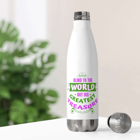 Blind to the World But His Greatest Treasure Insulated Bottle - ClaimedbyGodDesigns