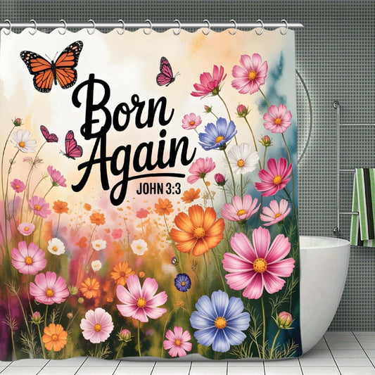 Born Again Christian Waterproof Shower Curtain - ClaimedbyGodDesigns