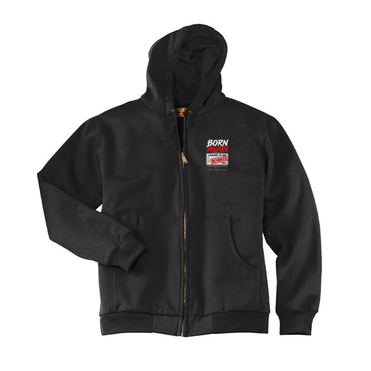 Born Again License To Sin Revoked Men's Christian Heavyweight Full-Zip Hooded Sweatshirt with Thermal Lining - ClaimedbyGodDesigns