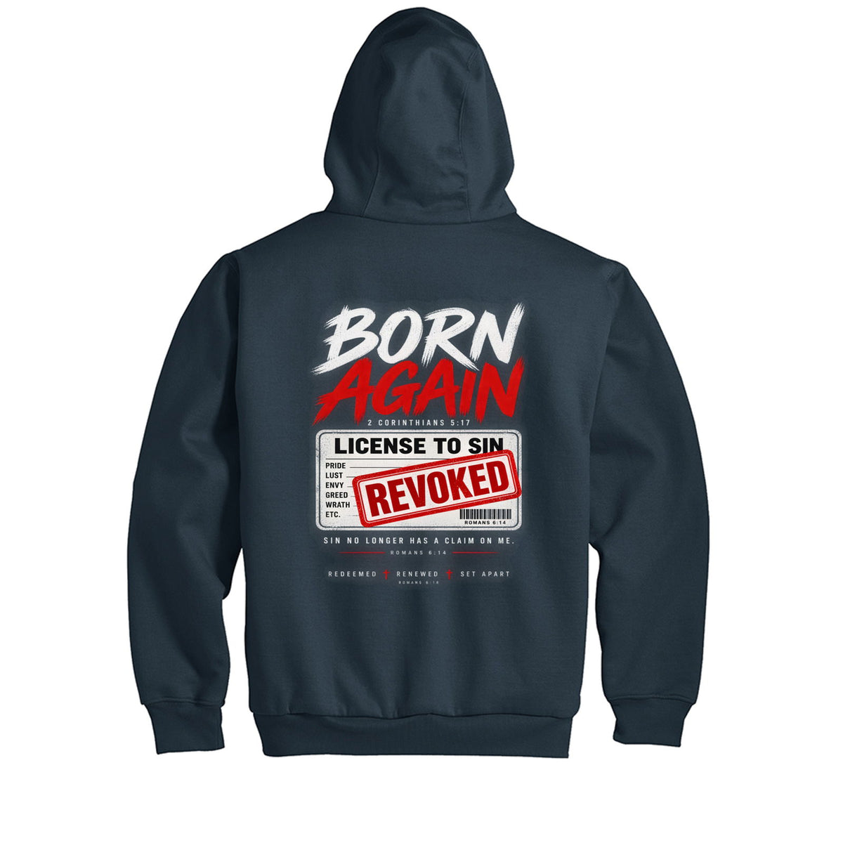 Born Again License To Sin Revoked Men's Christian Heavyweight Full-Zip Hooded Sweatshirt with Thermal Lining - ClaimedbyGodDesigns
