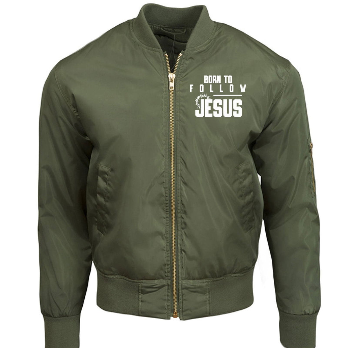 Born To Follow Him Unisex Christian Bomber Jacket - ClaimedbyGodDesigns