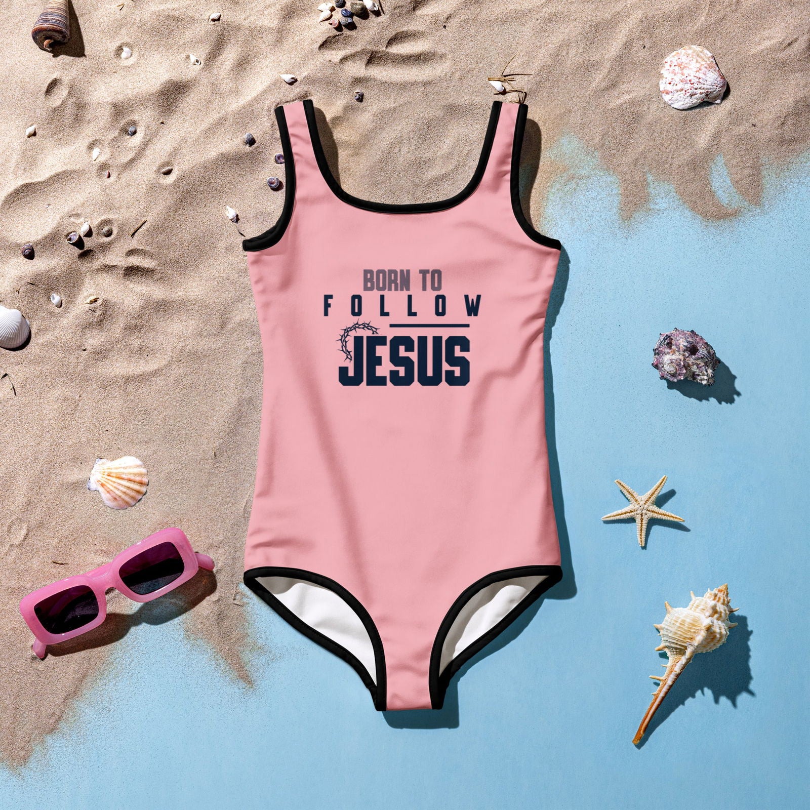 Born To Follow Jesus Christian Kids Swimsuit - ClaimedbyGodDesigns