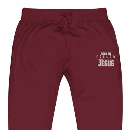 Born To Follow Jesus Christian Unisex Embroidered Fleece sweatpants - ClaimedbyGodDesigns