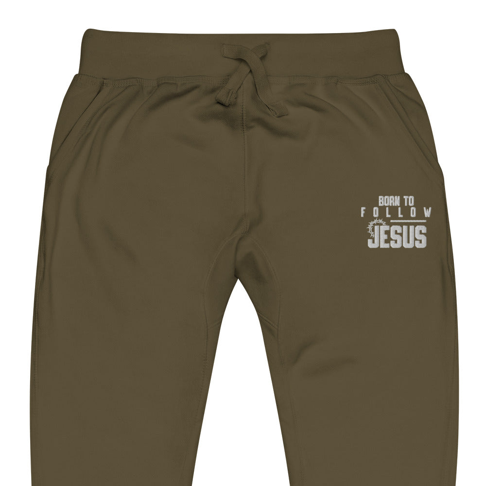 Born To Follow Jesus Christian Unisex Embroidered Fleece sweatpants - ClaimedbyGodDesigns