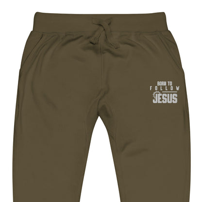 Born To Follow Jesus Christian Unisex Embroidered Fleece sweatpants - ClaimedbyGodDesigns