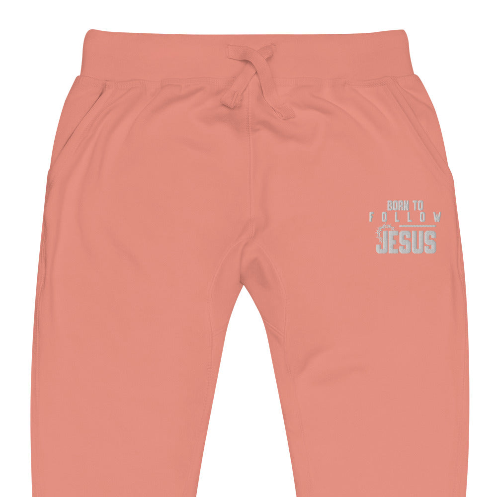 Born To Follow Jesus Christian Unisex Embroidered Fleece sweatpants - ClaimedbyGodDesigns