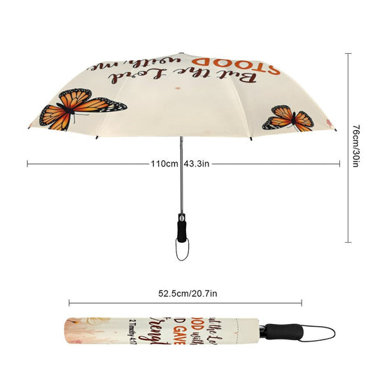 But The Lord Stood With Me And Gave Me Strength Christian 2-Fold Automatic Golf Umbrella - ClaimedbyGodDesigns