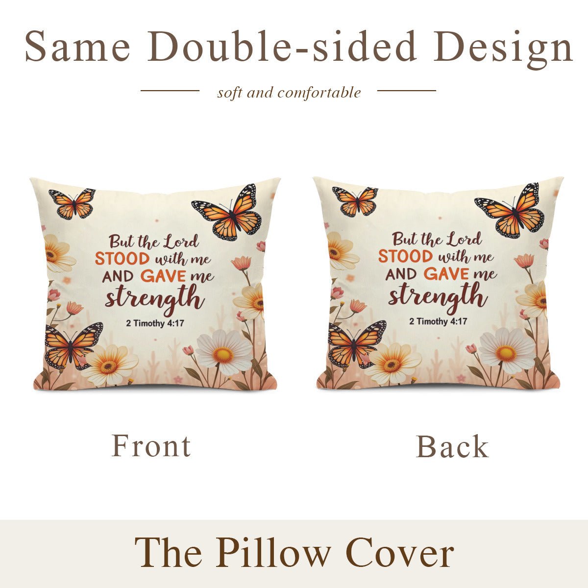 But The Lord Stood With Me And Gave Me Strength Christian Pillow (pillow cover + pillow insert) - ClaimedbyGodDesigns