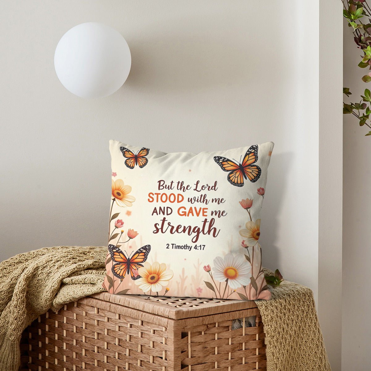 But The Lord Stood With Me And Gave Me Strength Christian Pillow (pillow cover + pillow insert) - ClaimedbyGodDesigns