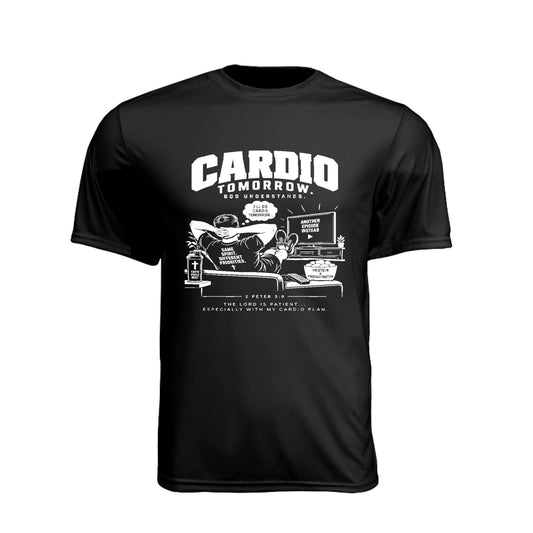 Cardio Tomorrow God Understands Unisex Christian Gym T-Shirt | 2 Peter 3:9 - Claimed by God Designs