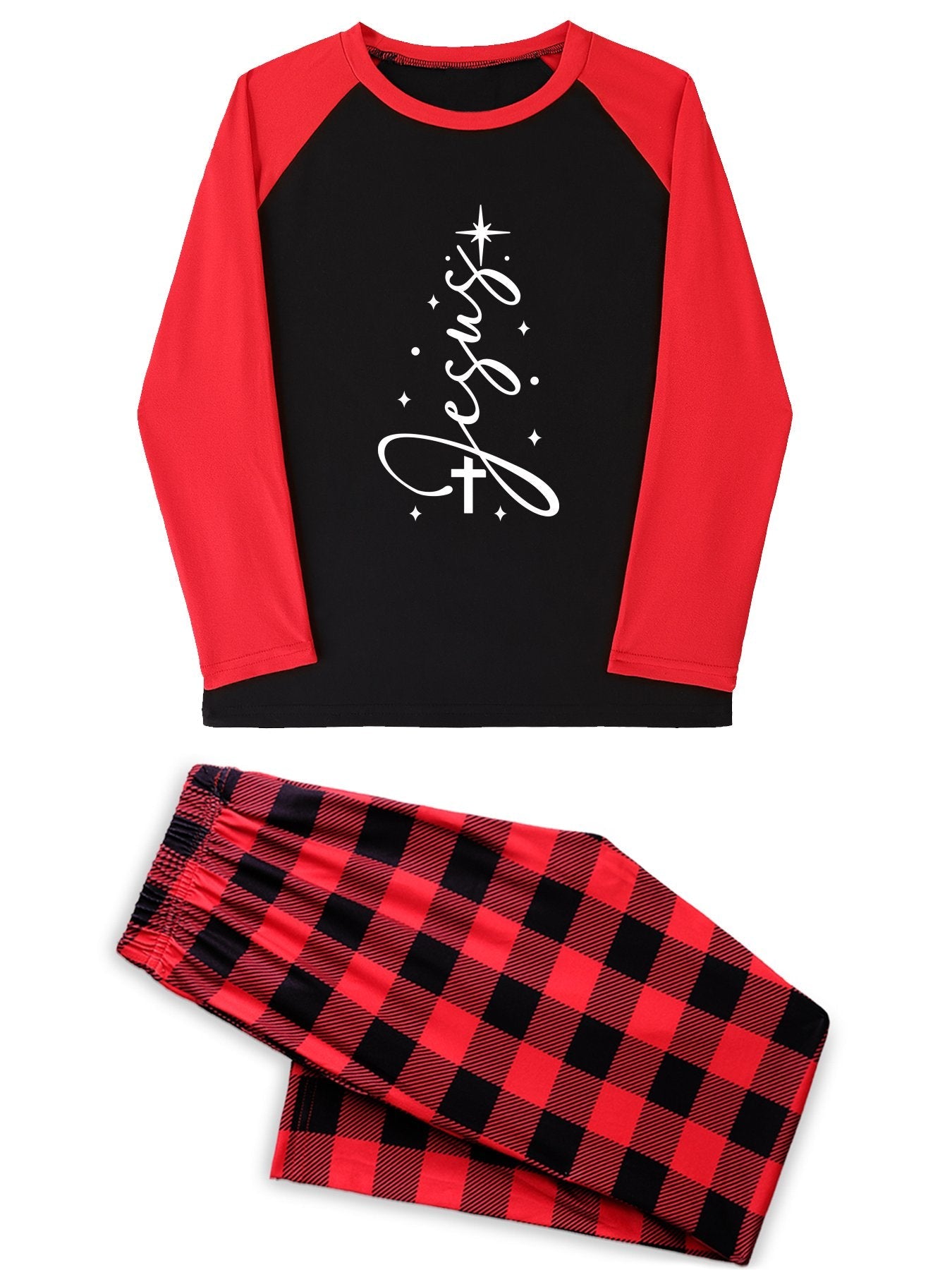 Celebrate Him In Faith Unisex Adult Christian Christmas Plaid Pajamas - ClaimedbyGodDesigns